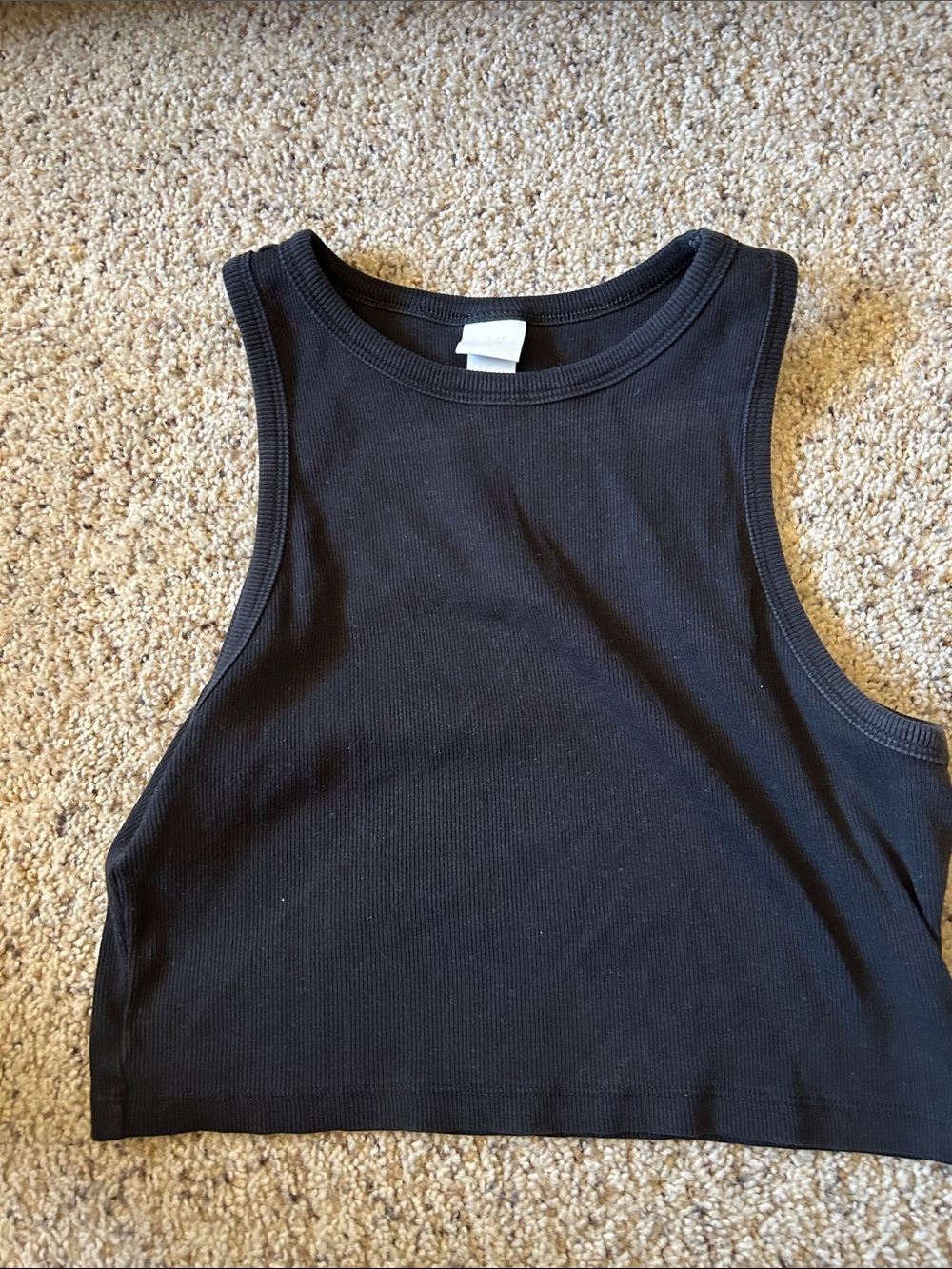 H&M Women's Ribbed Tank Crop Top - black